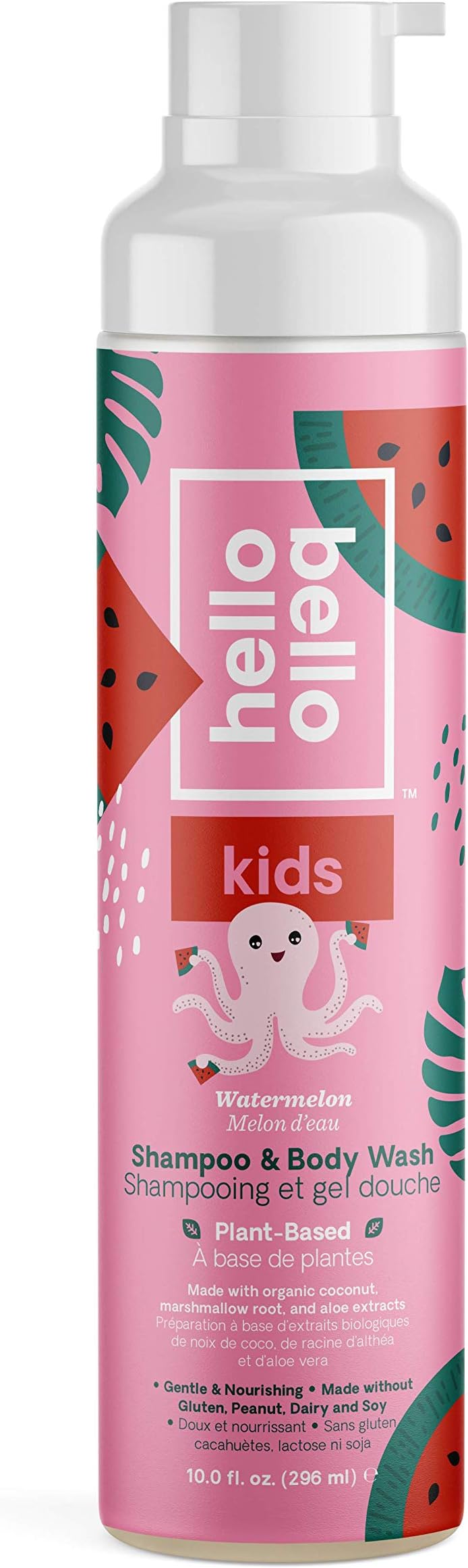 Hello BelloBaby Shampoo & Body Wash Tear Free, Hypoallergenic, Dermatologist & Pediatrician Tested Thoughtful Ingredients Watermelon, 296 Milliliters, Pink