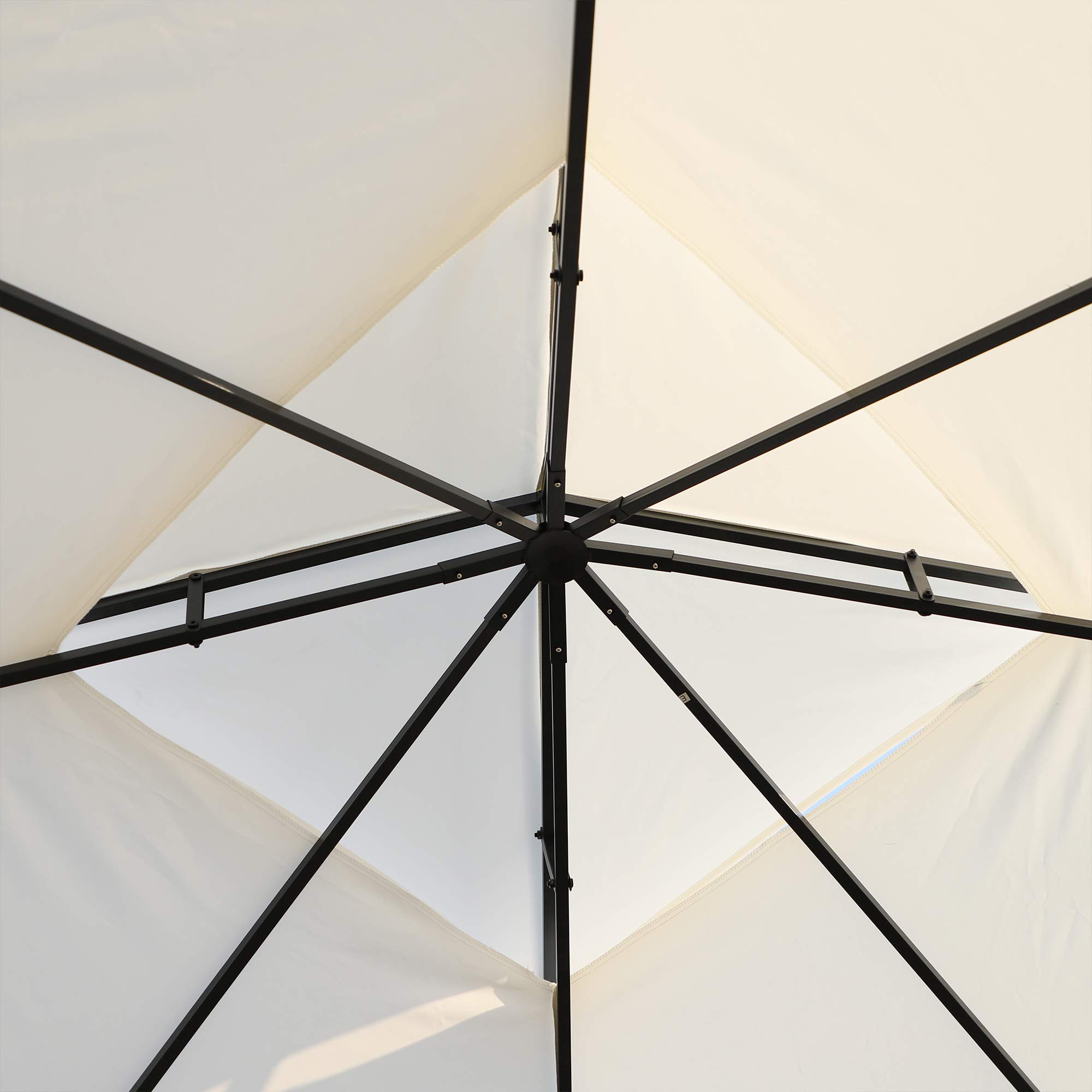 Outsunny Gazebo 3x3m da Esterno con Zanzariera Telaio Acciaio Bianco | Doppio Tettuccio, Gazebo da Giardino