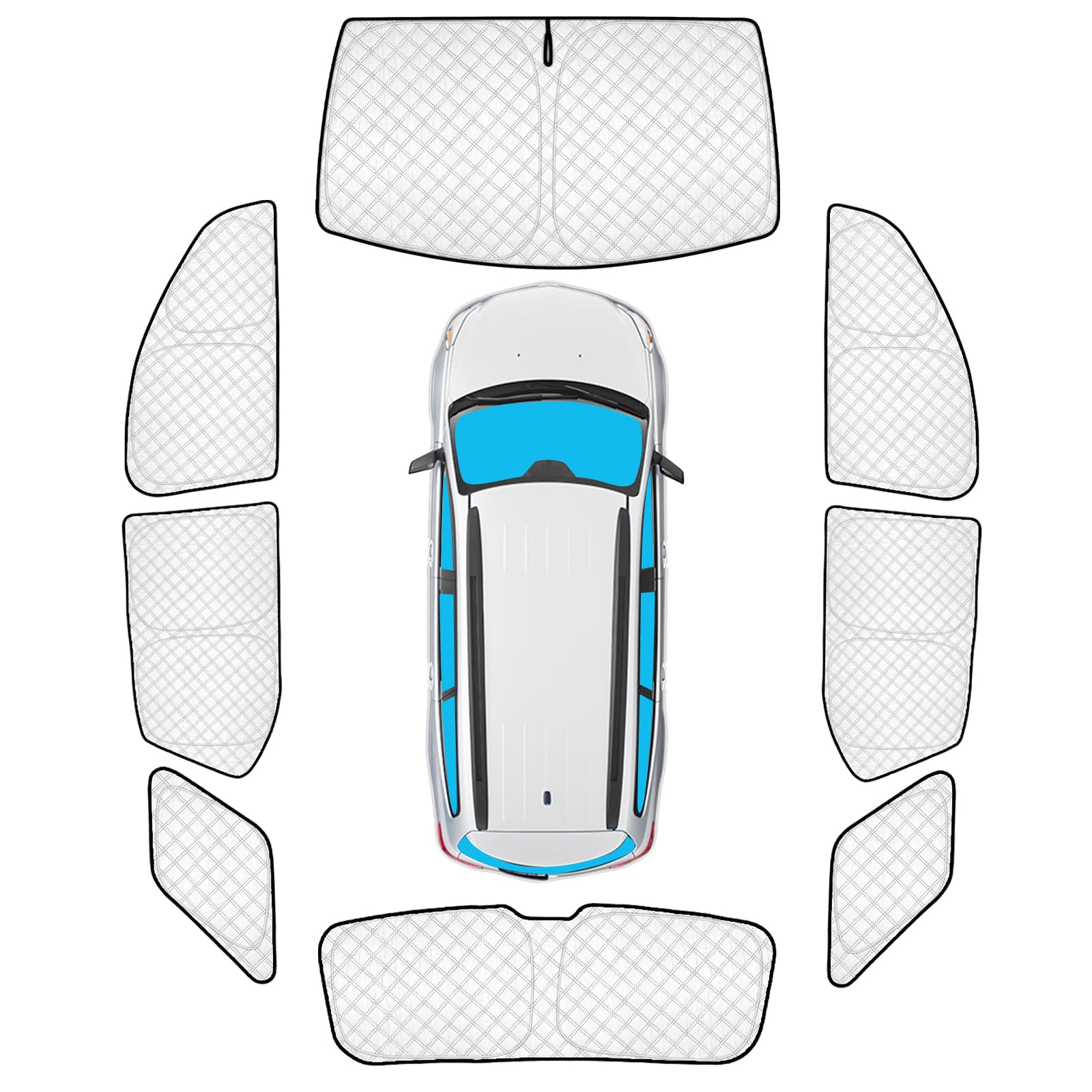 KMF 8pcs Thicken Sun Shades for Chevy Traverse 2018-2023 Accessories,Chevrolet Full Car Window Covers Sunshade for Windshield Side Rear, UV Block and Blackout Privacy for Car Camping Outdoor