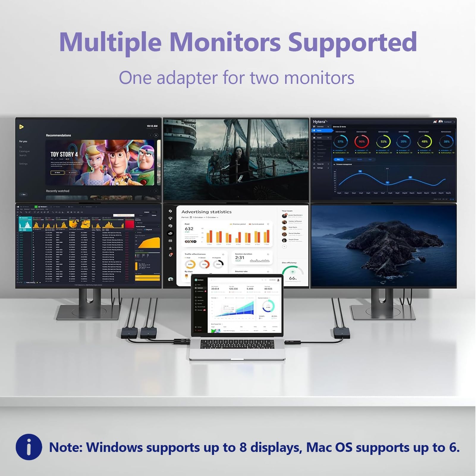 Adattatore USB 3.0 A Doppio HDMI 1080p 60Hz, Con Uscita Audio 3.5 Mm - Per Windows, Mac, ChromeOS, Linux, Estensione Multi-monitor, Plug & Play