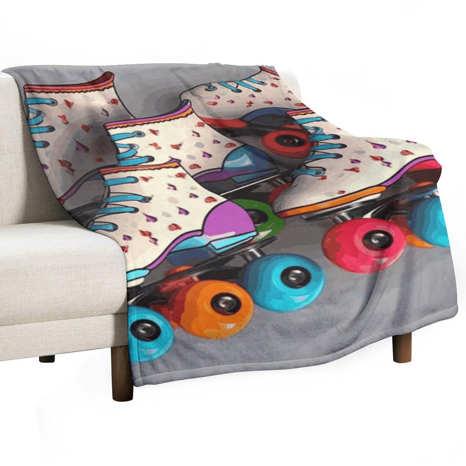 Couverture polaire cadeau idéal plaid doux 101x152 cm design patins à roulettes pour enfants