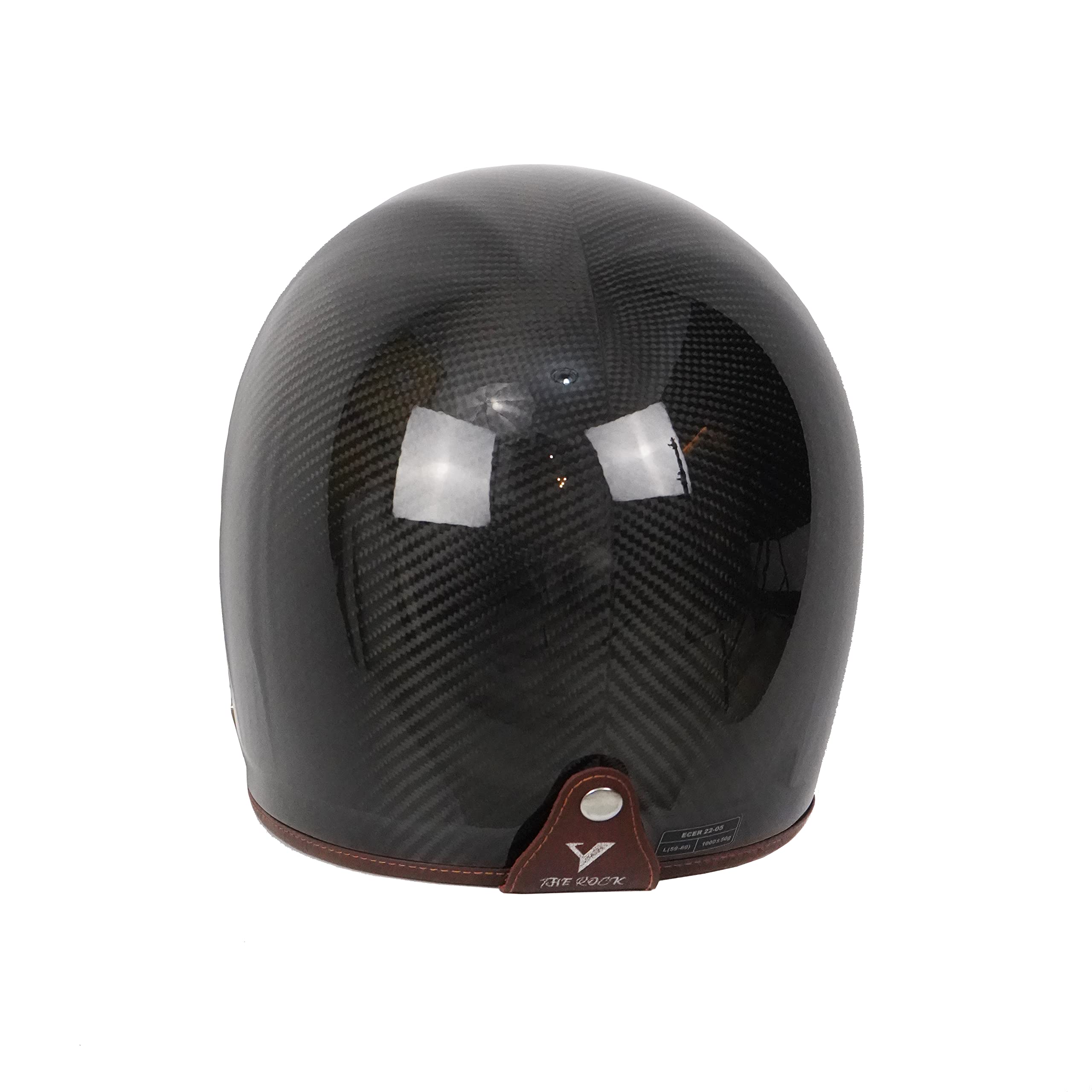 BY CITY | Casco Moto The Rock Carbon Black Unisex | Casco Integral de Fibra de Carbono | Sistema de Fijación de Doble Anilla y Ventilaciones | Interior Desmontable y Lavable | Estilo Clásico o Retro