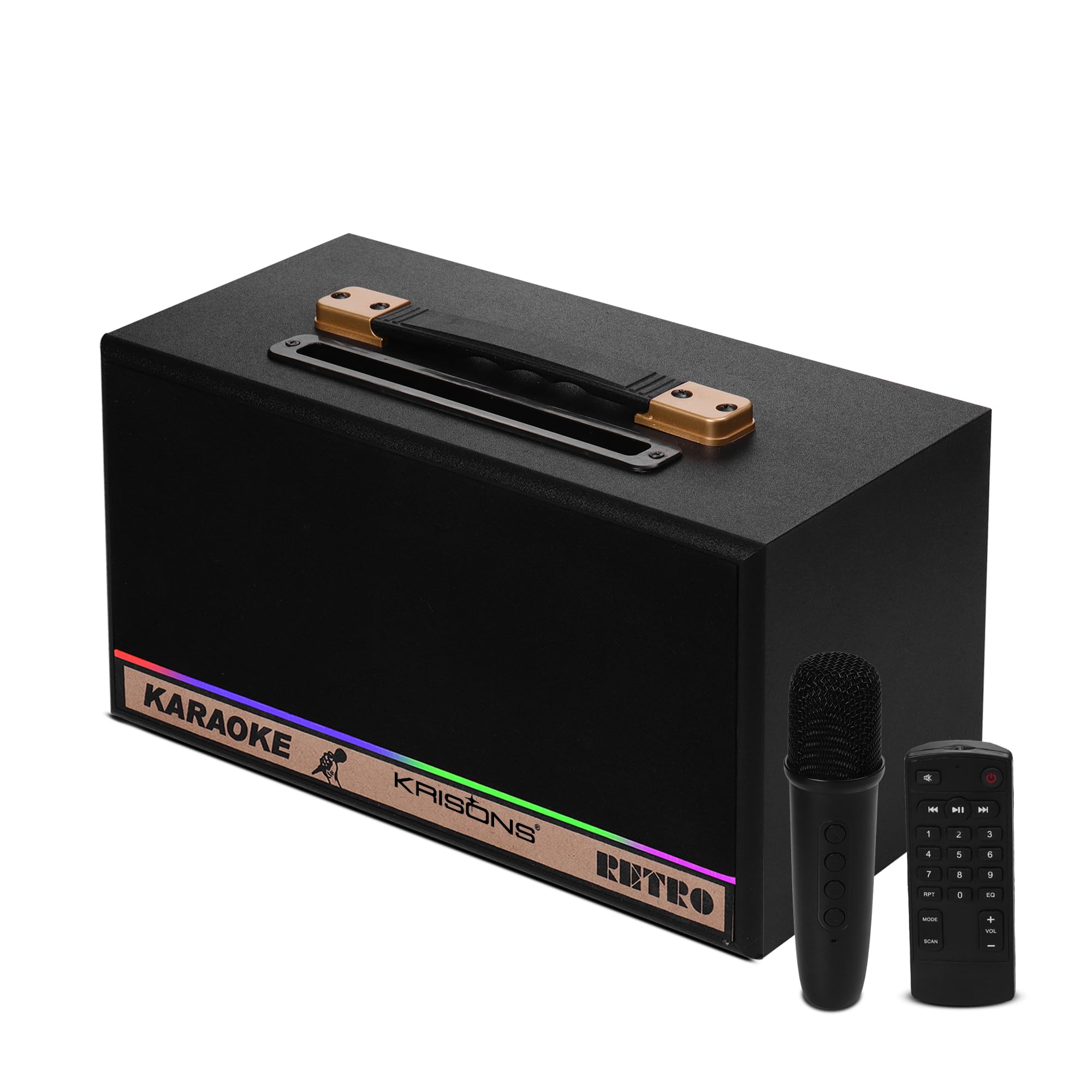 Krisons Newly Launched Retro Bluetooth Party Speaker 60W| Karaoke Wireless Mic| Portable Trolley Outdoor Speaker|Inbuilt Battery Upto 6 Hours Playtime| Aux/TF/USB/Dual 4" Driver-image-26