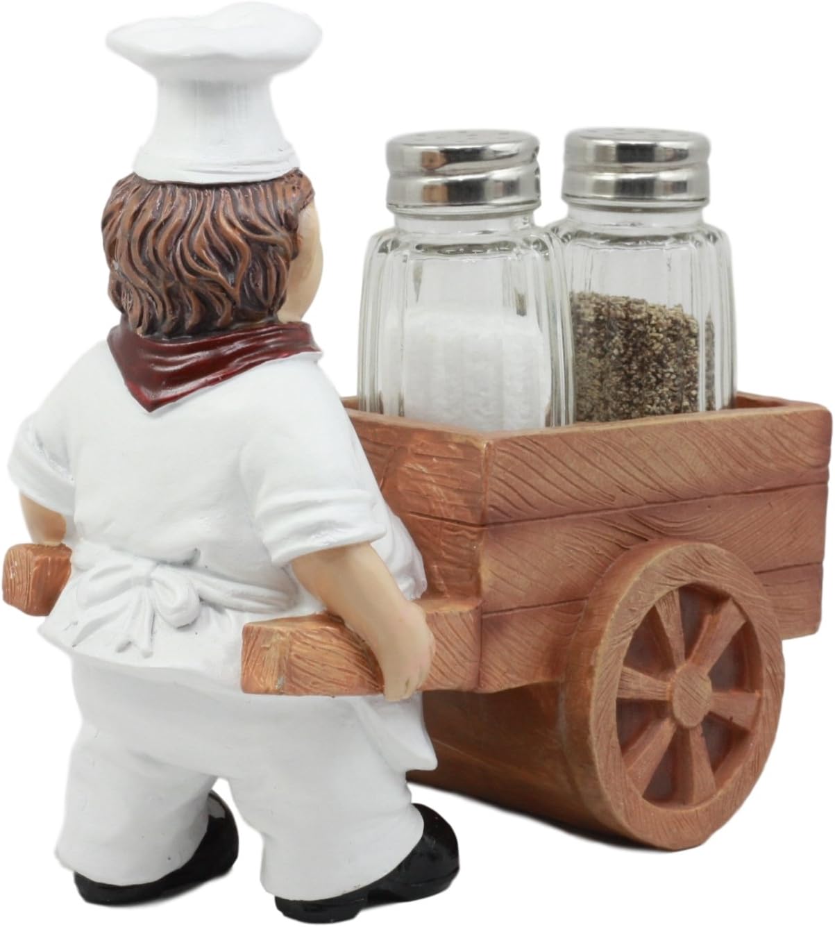 Ebros Spice A La Carte Delivery Master Iron Chef Pushing Wheelbarrow Cart Salt And Pepper Shakers Holder Figurine Statue 6.5"Long