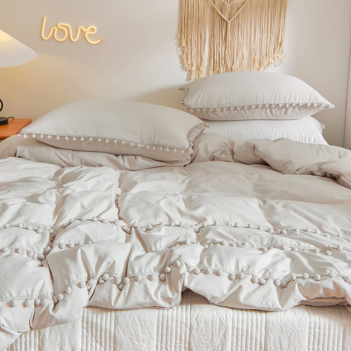 Freyamy Parure Lit Seersucker 200x200cm - Housse Couette Microfibre 100%