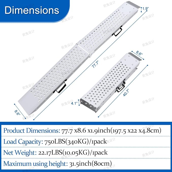 Rampa plegable de carga HQSLC 77.7 pulgadas x 8.6 pulgadas miniatura 3