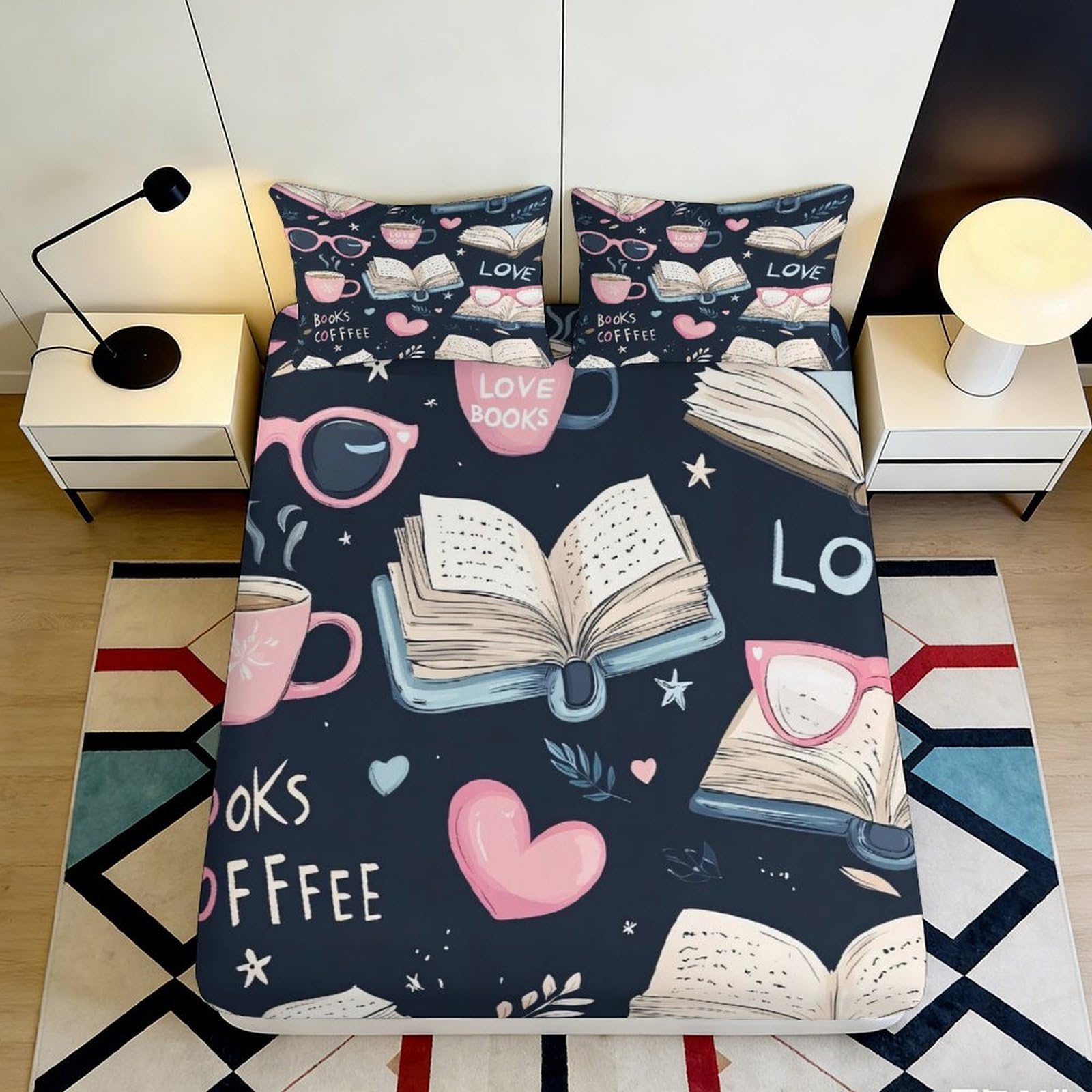 3D Printed Forest Cat Microfiber Fitted Sheet Deep Pocket Non-Slip Full Wrap Elastic Hem Bedroom Mattress Fitted Cover for Adults Teens 200x200x25cm