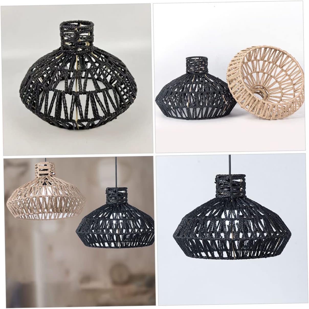 Handmade Imitation Rattan Pendant Light Shade for Kitchen Island Restaurant Teahouse Hot Pot