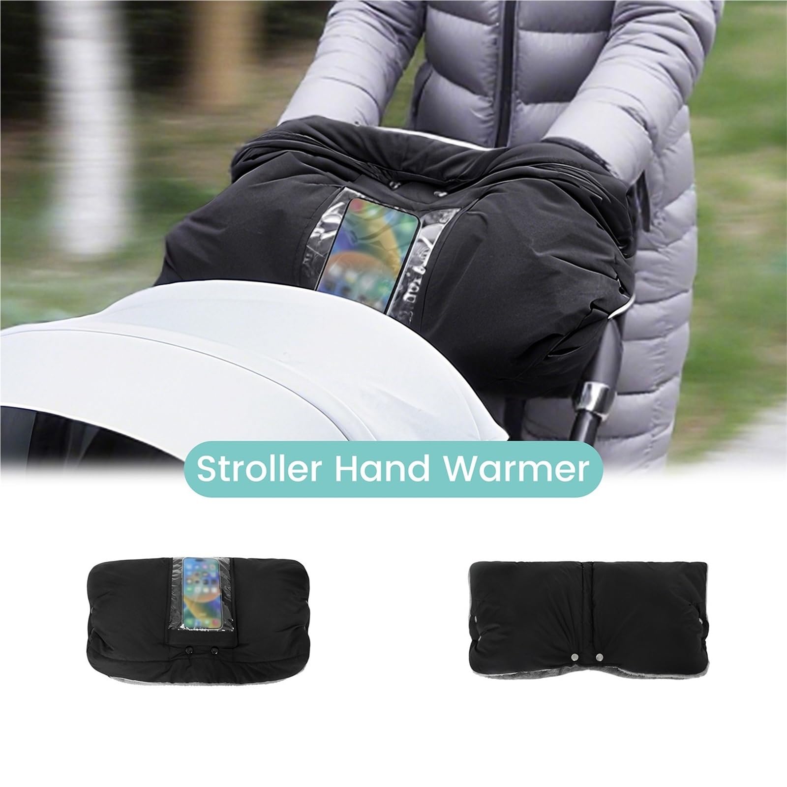 Guanti Passeggino Guanti caldi for passeggino con tasca for telefono, scaldamani invernale, impermeabili e antivento(With Phone Pocket)