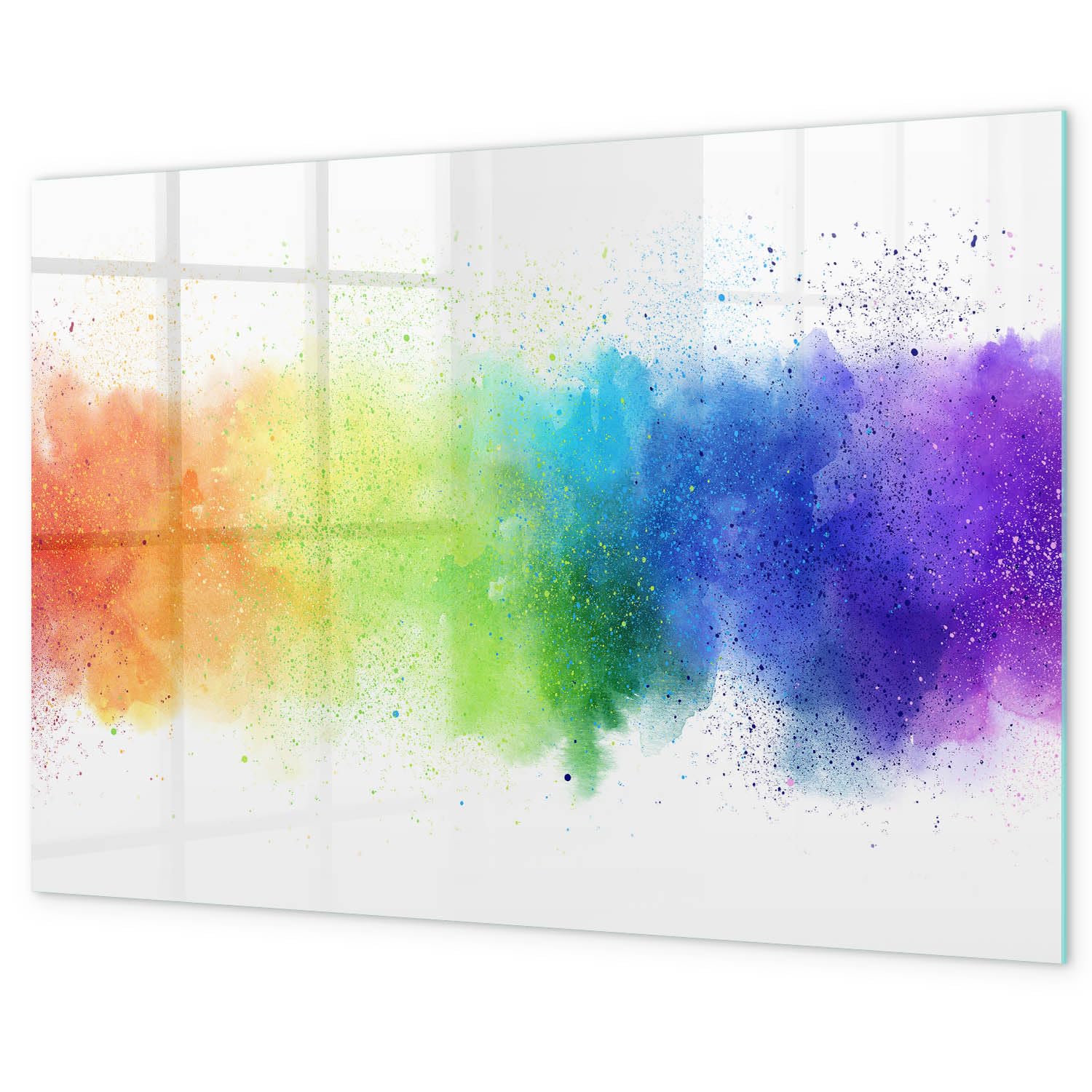 Tableau blanc en verre 90x60 cm | Arc-en-ciel abstrait