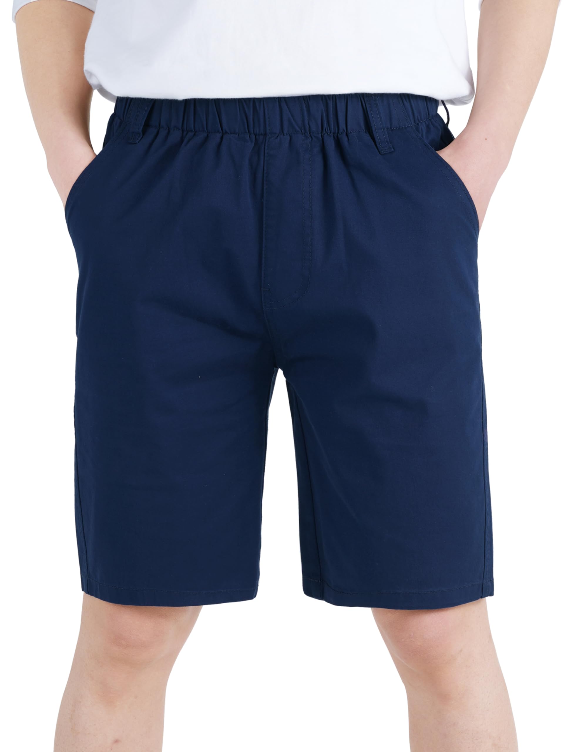 CAMLAKEE Boys Stretch Pull On Chino Shorts Kids School Uniform Youth Shorts