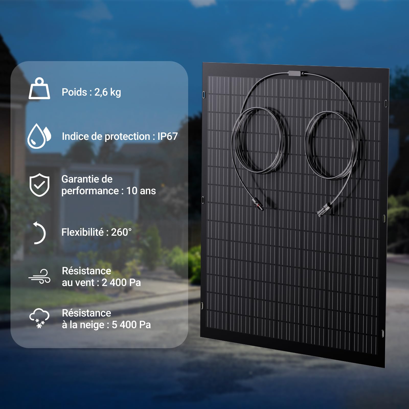 Panneau Solaire Flexible 480W, 2x 240W Module Solaire Flexible Monocristallin, IP67, Photovoltaïque Off Grid, pour Camping-car, Bateau, Toit, Balcon, Batterie 12V