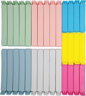 Yarall 32-Pack Plastic Chip Clips, Curved Sealing Bag Clips 2 Sizes (4.3in x20, 3.1in x12) for Kitchen Food Storage