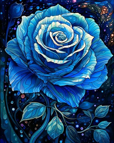 Miniatura 8 de Pintura de rosas por números para adultos, hojas de flores, pintura al óleo digital, pintura acrílica, kit de pintura de ocio, arte de pared, flores