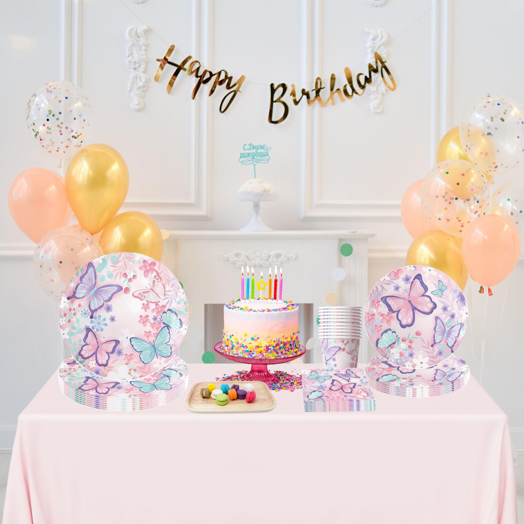 Set Stoviglie Festa Farfalla - Piatti, Bicchieri E Tovaglia Per Compleanni A Tema - Foto 11