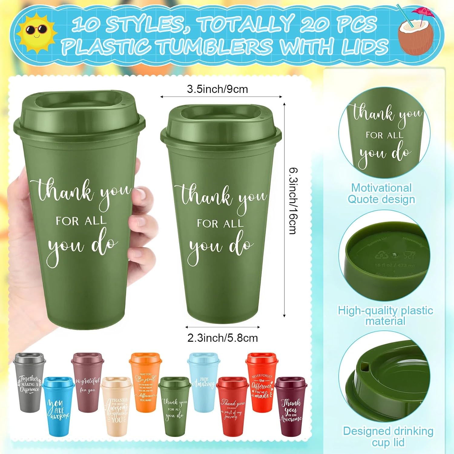 Teenyyou 60 Pcs Employee Appreciation Gift Set, 16oz Tumbler with Lid Notebook Pen Bulk Thank You Gift Holiday Party Favor for Teachers Office Coworker Teacher Staff Team (Fresh Color,Delicate Style)