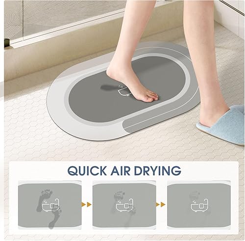 Miniatura 2 de Tapete de baño antideslizante, absorbente de cena, delgado, con parte trasera de goma, lavable de rizo para debajo de la puerta, de secado rápido,
