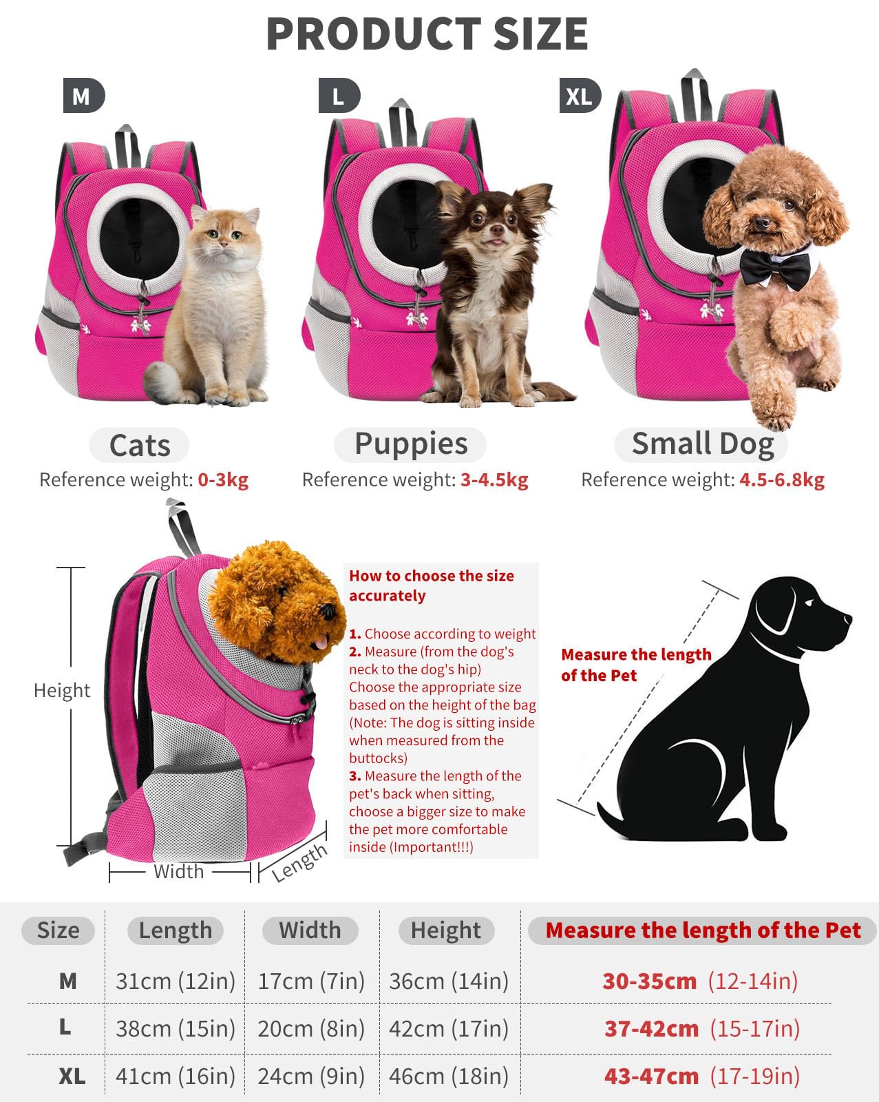 PETCUTE Zaino Porta Cane Marsupio per Cani Gatti Trasportino