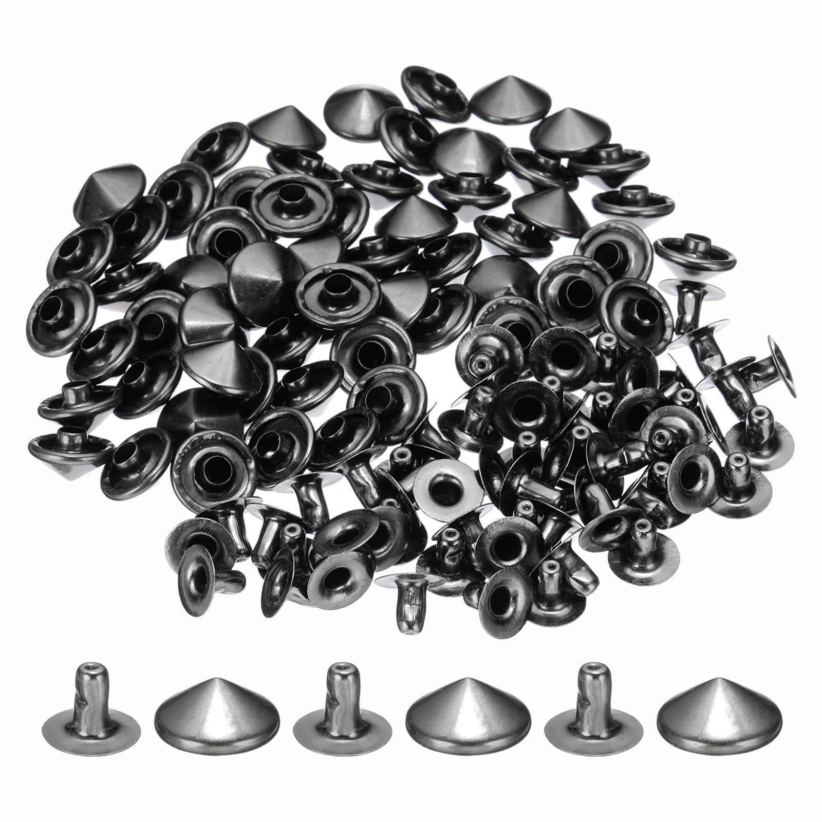 Remaches de púas de 10mm PATIKIL en negro mate para customizar ropa de cuero, 60 juegos
