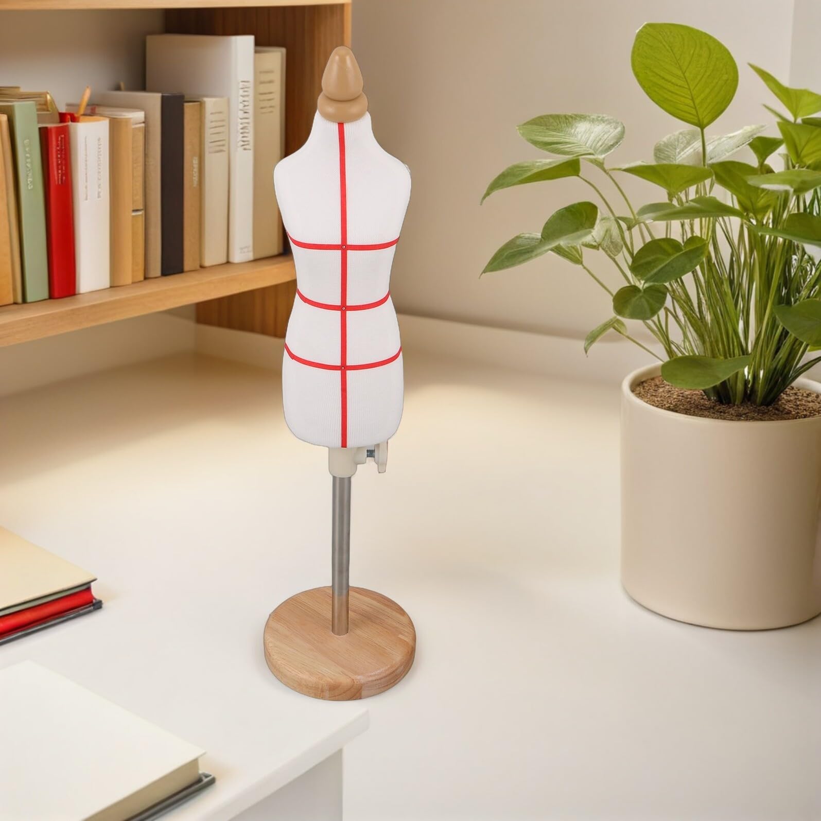 Mikikit Maniquí Miniatura Femenino de Costura 31-48 Cm, Maniquí de Ropa para Confección Base de Madera, Forma Realista para Diseño de Moda y Talleres Educativos