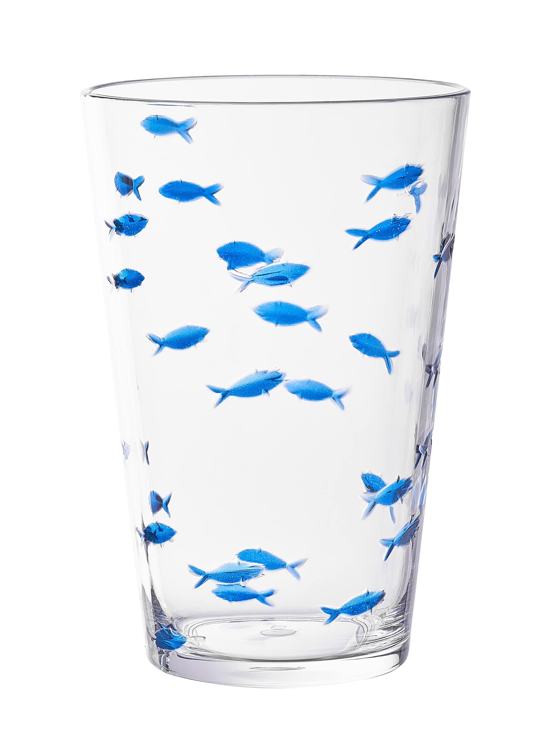 Amazon.com | KLIFA- CHARLESTON- 19 oz, Set of 6, Acrylic Fishing Highball,  School of Fish Drinking Glasses, BPA-Free, Stackable Plastic Drinkware,  Dishwasher Safe Cups, Clear with Dark Blue Printing: Tumblers & Water