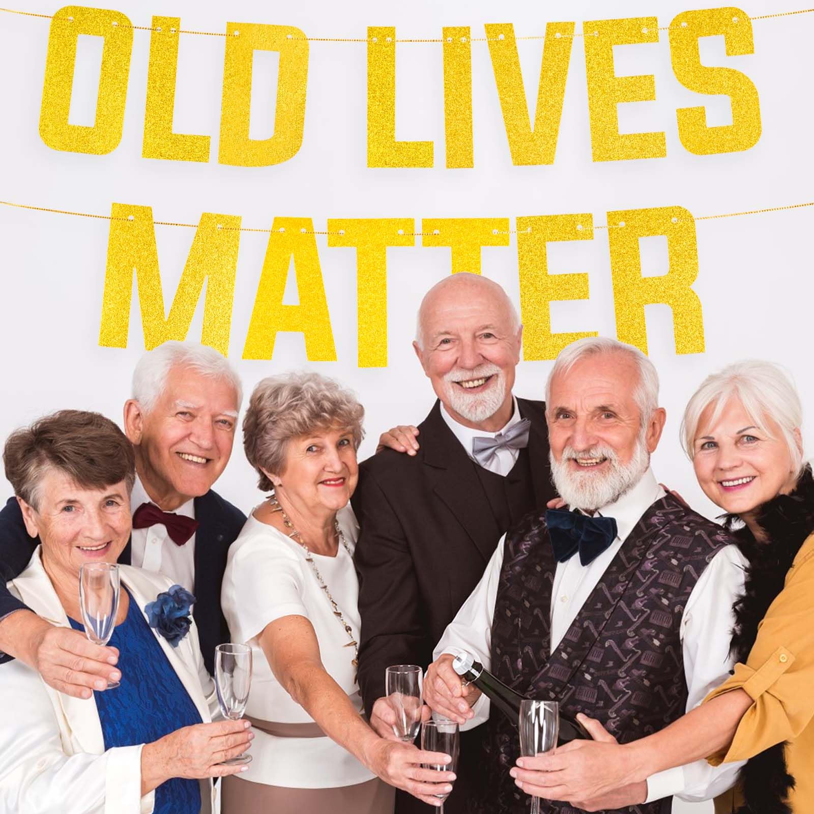 WLPHHM Old Lives Matter Happy Birthday Banner, Funny Birthday Retirement Party Decorations,80th 70th 60th 50th Birthday Decorations For Men