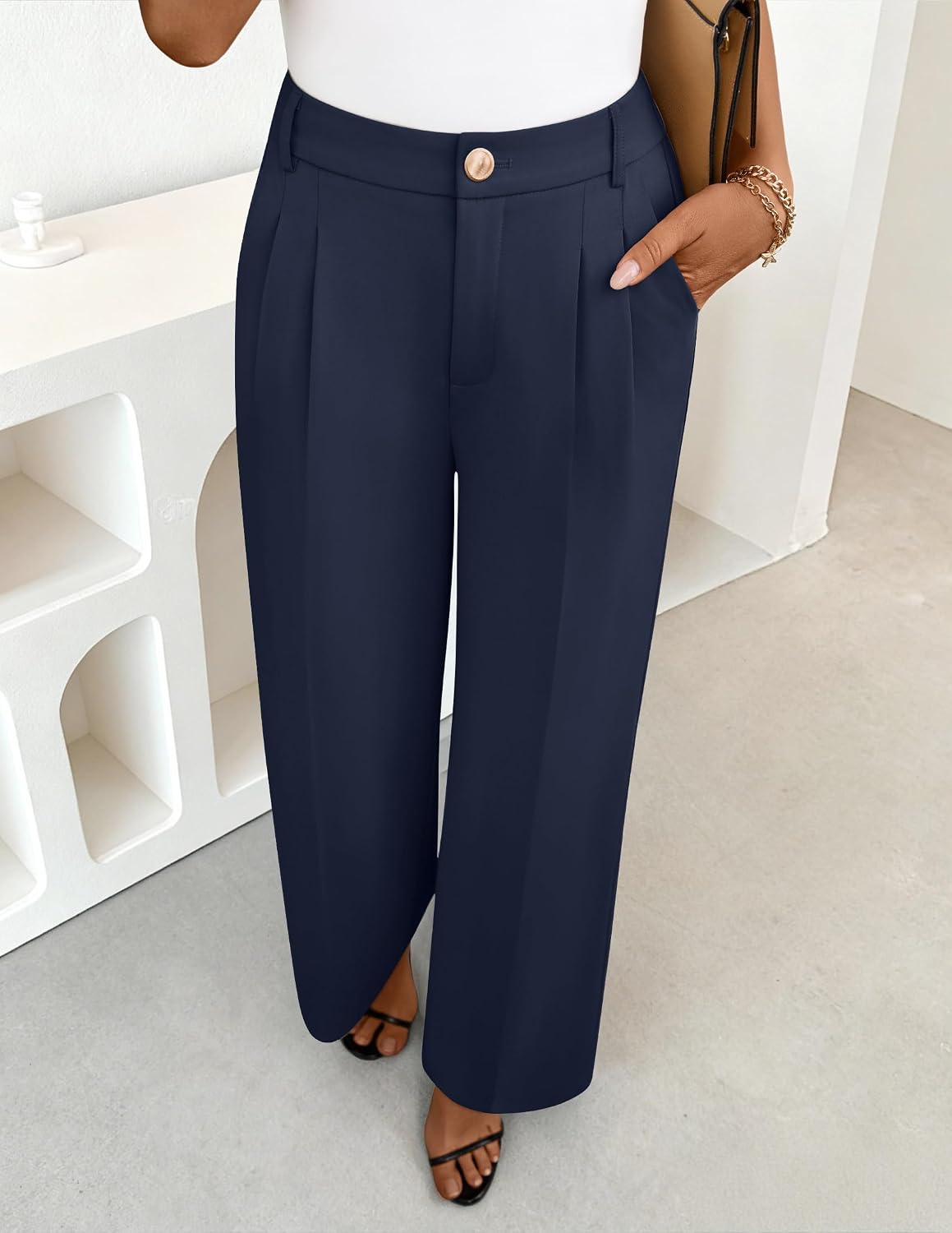 ZESICA Women's Wide Leg Dress Pants 2026 High Waisted Business Casual Palazzo Pants Work Office Slacks Trousers