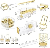 Vista 2 de Accesorios de escritorio, juego de suministros de oficina, grapadora acrílica, removedor de grapas, soporte de cinta, soporte para bolígrafo