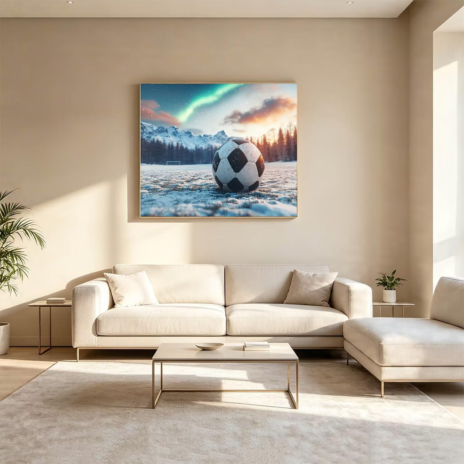 Malen Nach Zahlen Erwachsene FußBall Leinwand zum Bemalen 70x95cm ZSHS1714 | Diy Set Erwachsene mit Acrylfarben Set Pinselset Farbenfrohe Leinwand Aurora für Deko Wohnzimmer Geschenke für Frauen