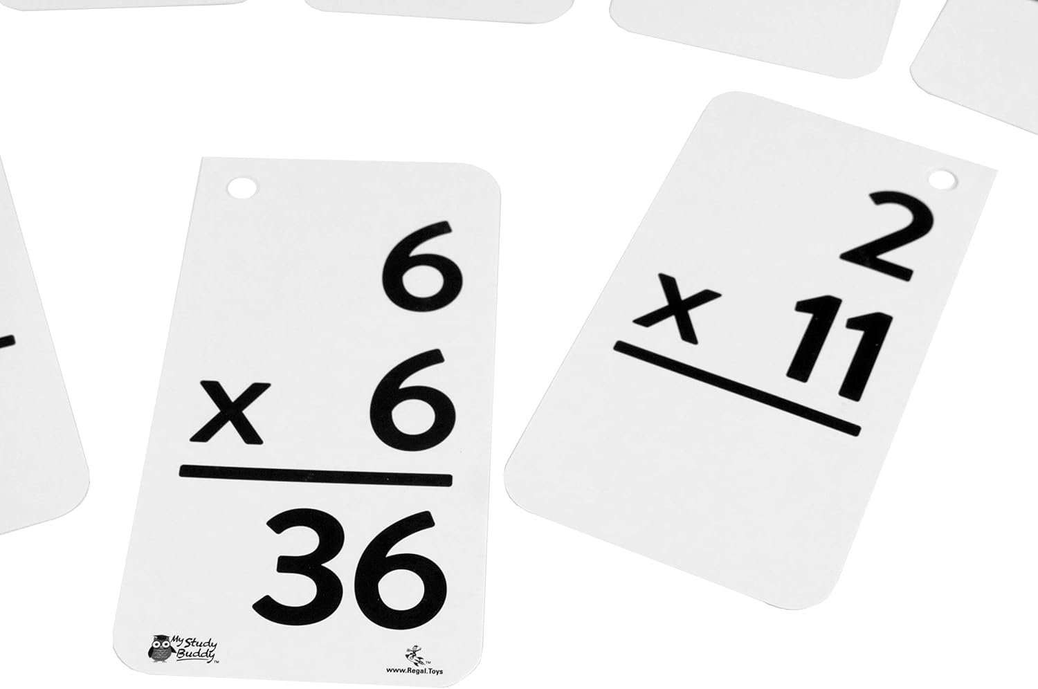 Regal Games - Multiplication Flash Cards - Back to School Math Help - Includes 2 Binder Rings - 169 Cards
