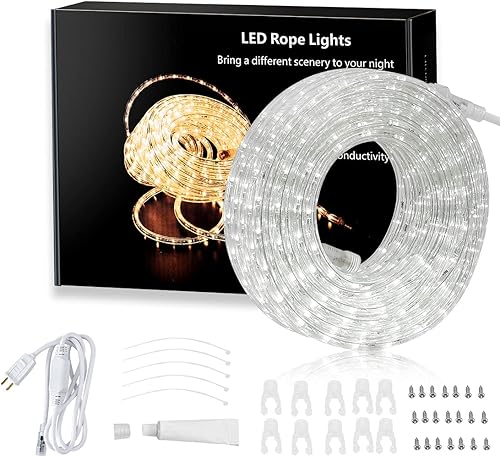 Cuerda de luz LED de 33 pies, 300LED, se puede conectar a una luz flexible transparente impermeable con iluminación decorativa interior y exterior,