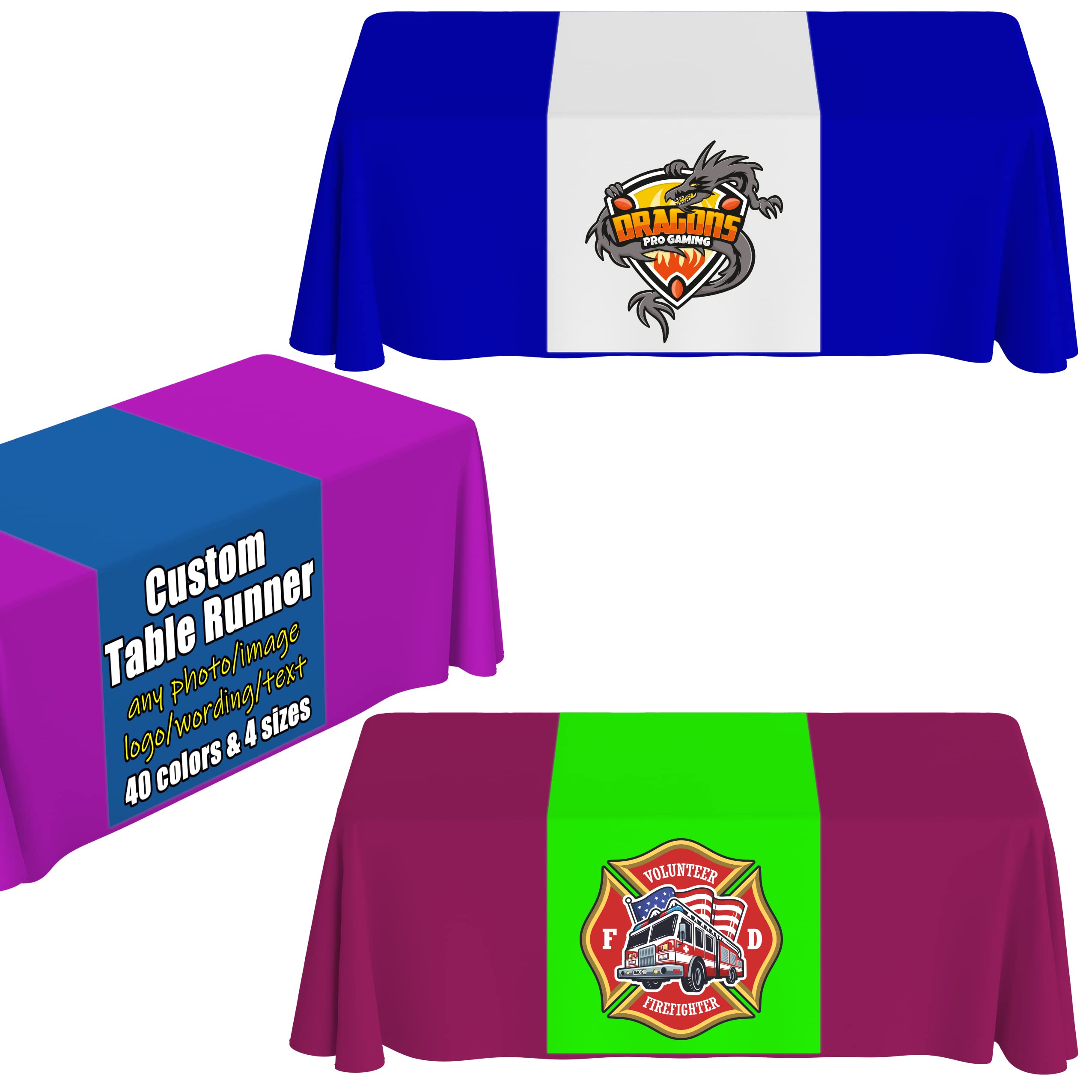 Custom White Table Runner - 72 Inch Personalized Polyester With Business Logo For Weddings & Events