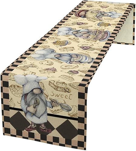 Vista 187 de Camino de mesa de chef de cocina, camino de mesa de chef grueso, decoración de granja, decoración de chef para la cocina, decoración de cocina