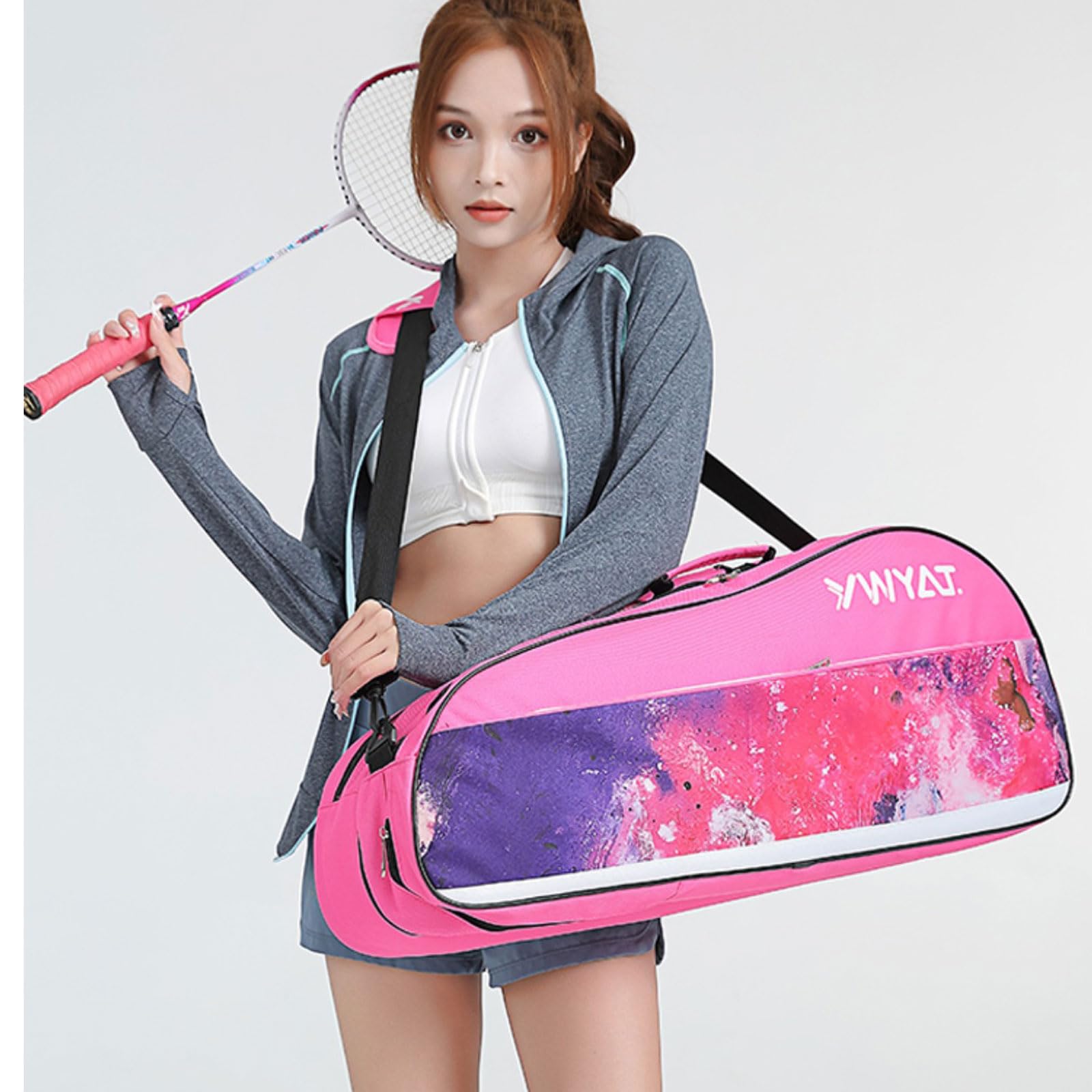 Borsa per Racchette da Badminton,Borsa da Badminton per Esterni,Borsa Sportiva da Badminton,Scomparto per Scarpe Ventilato Separato,per Racchette da 3-6 Racchette da Badminton