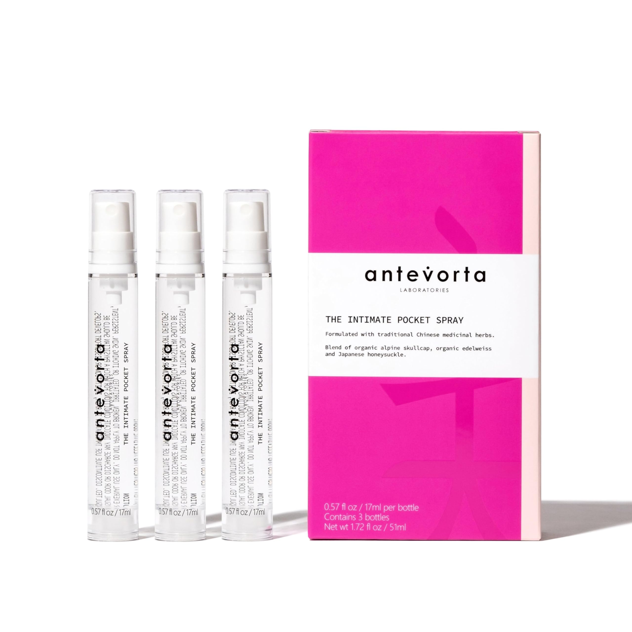 Antevorta Feminine Spray Bundle for Vaginal Care, Travel Pocket Size & Standard, Natural Moisture & Odor Relief for Vagina Health & Softness – Alcohol-Free, Sensitive Skin & Menopause Friendly, 4-Pack