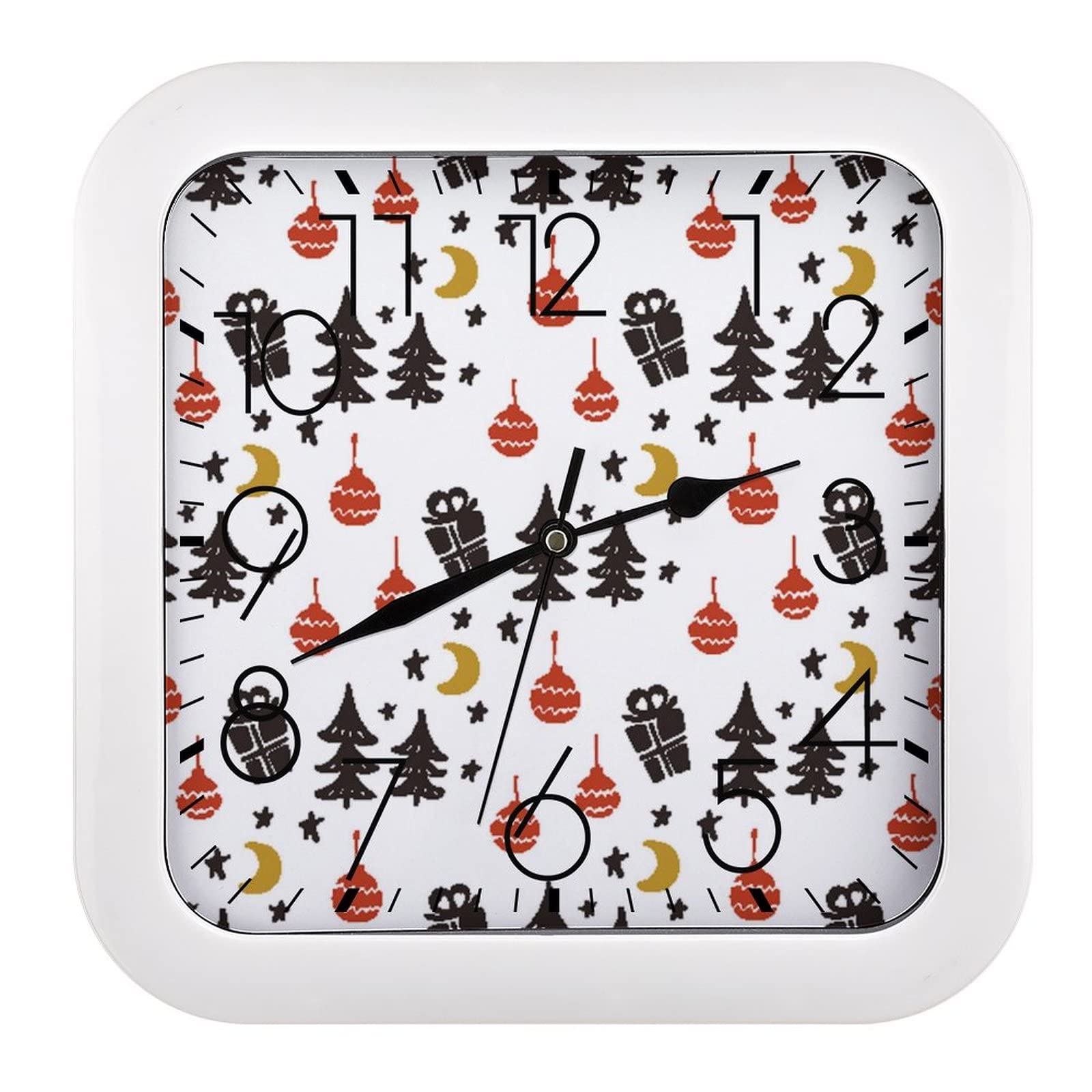 Horloge murale carrée Noël grands chiffres lisibles pour voir l'heure