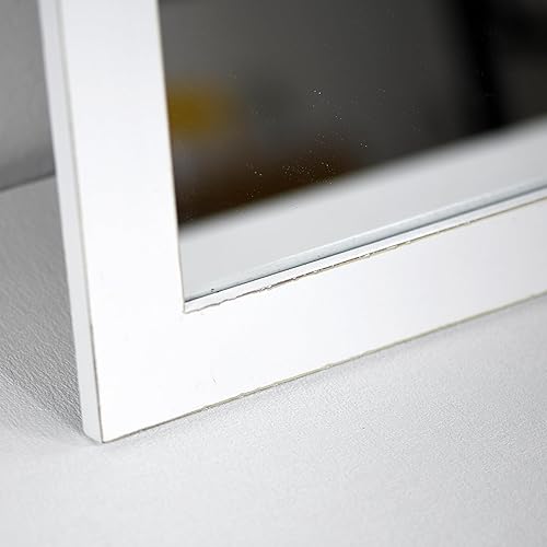 Miniatura 5 de Funerom Espejo de pared de madera para colgar en la pared, para sala de estar o tocador de baño (blanco, 18 x 26 pulgadas)