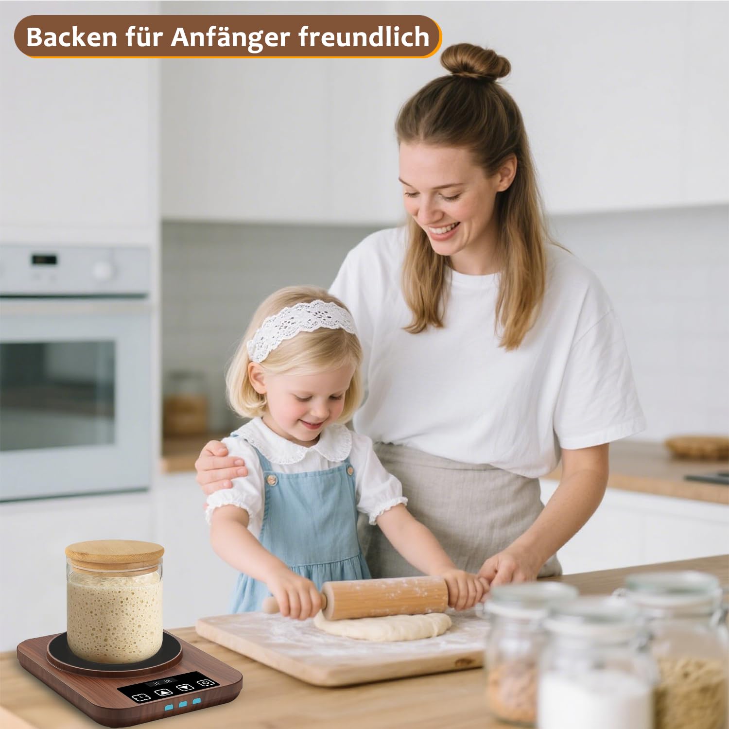 Sauerteigstarterwärmer Wärmeplatte Präzise 1℃ Thermostat 12H Timer Automatische Ein/Aus-Funktion Brotbacken Fermentation