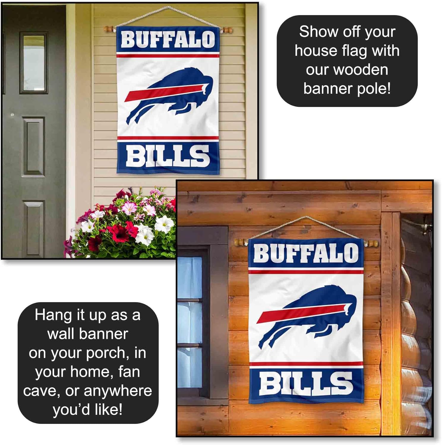 Buffalo Bills White Double Sided Banner Flag - Image 5
