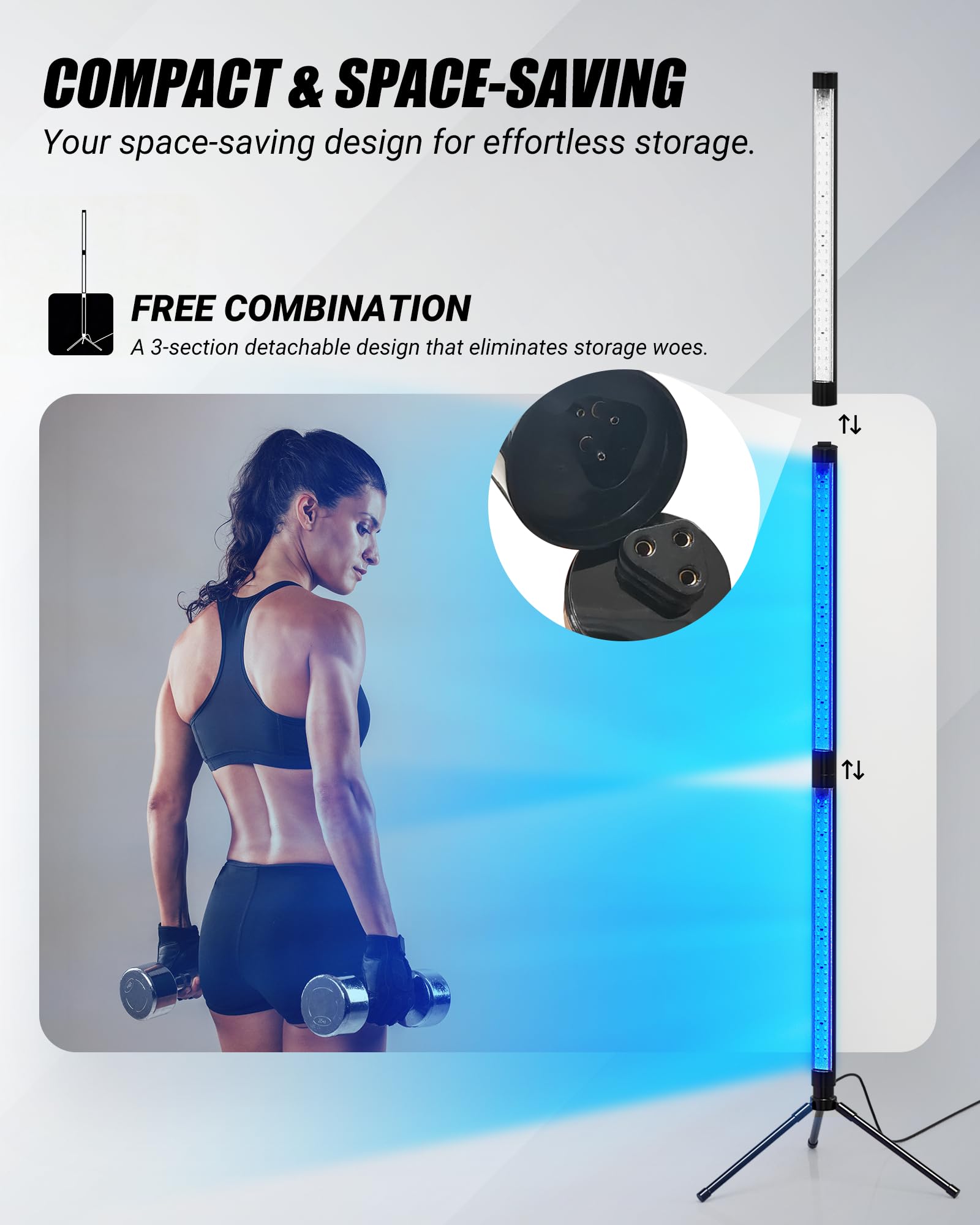 Solarium pour la maison, 460 nm et 490 nm lampe de bronzage pour la maison, 5 modes de luminosité, bronzage complet sur tout le visage et le corps, solarium pour un bronzage uniforme