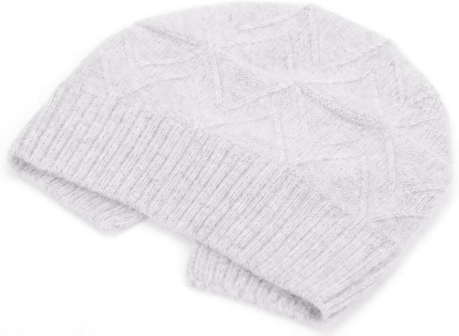 Women Men Cashmere Blend Beanie Hat Soft Lightweight Warm Winter Cable Knit Slouchy Beanie Hat for Women Men - Image 3