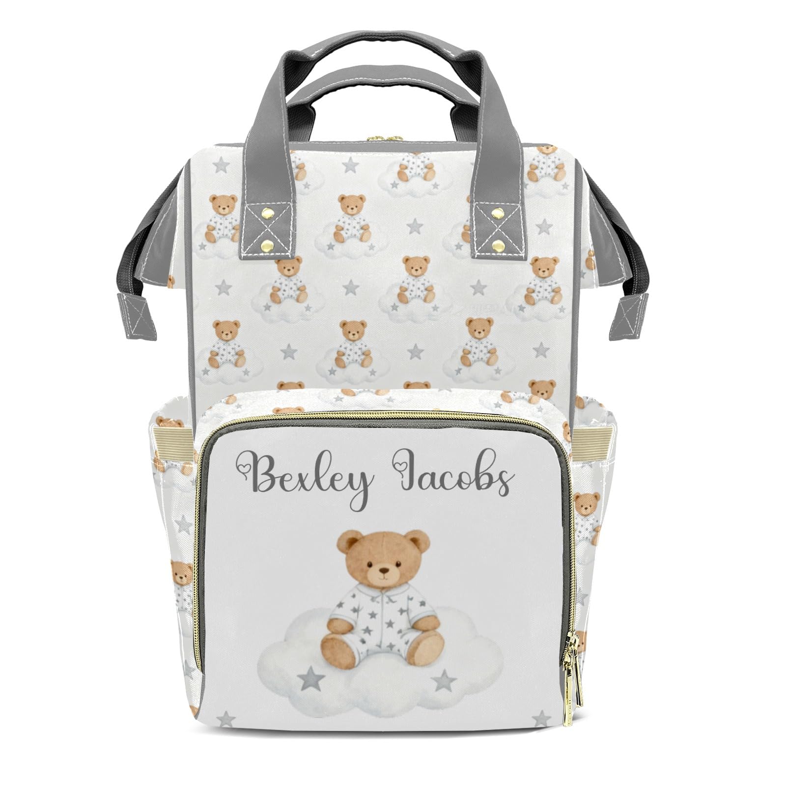 Personalized Diaper Bag Backpack Gift Watercolor Star Teddy Bear Cloud Ultimate Nappy Bag: Spacious, Waterproof &amp; Perfect for Travel
