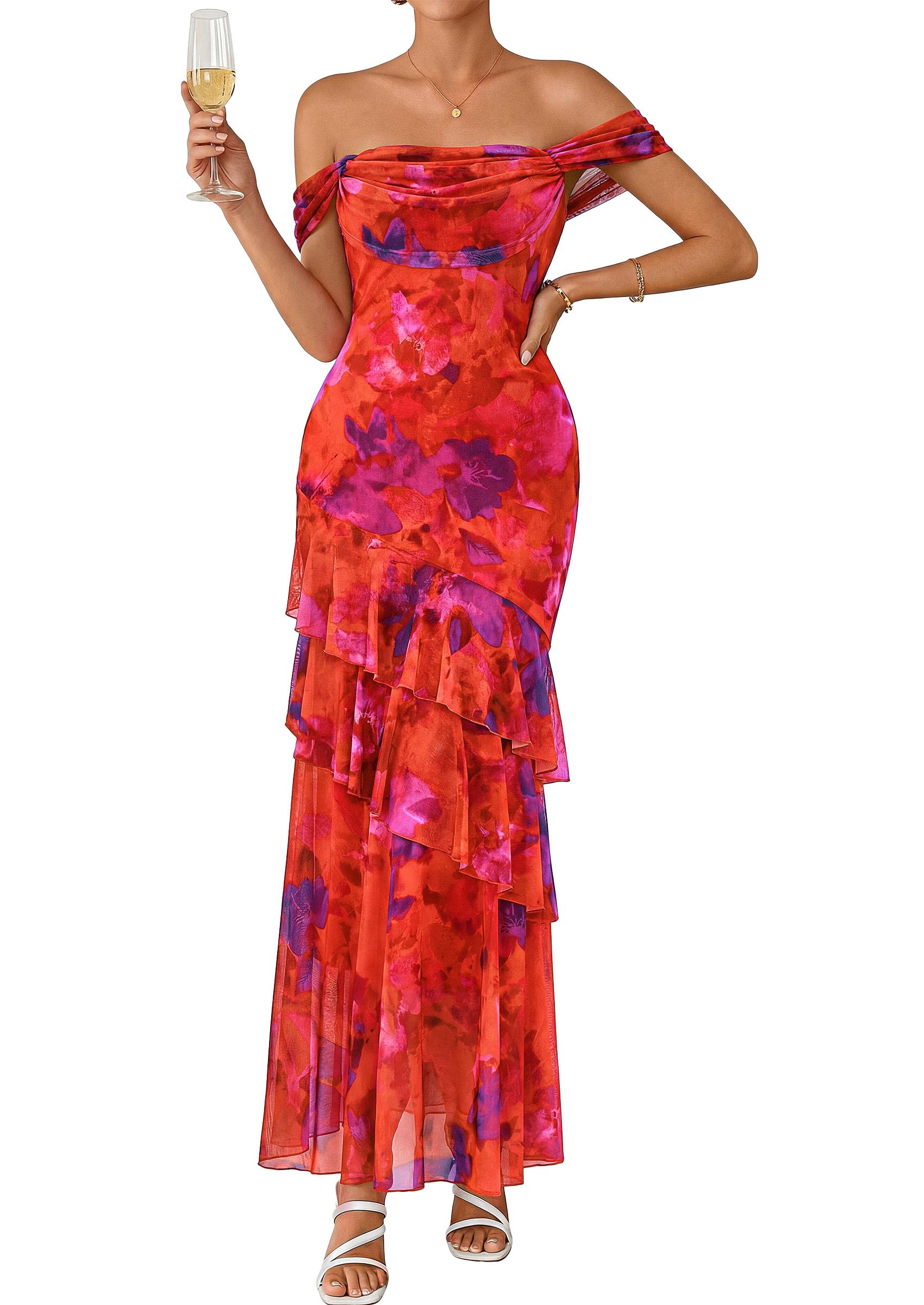 PRETTYGARDEN Off-Shoulder Cocktail Maxi 2026