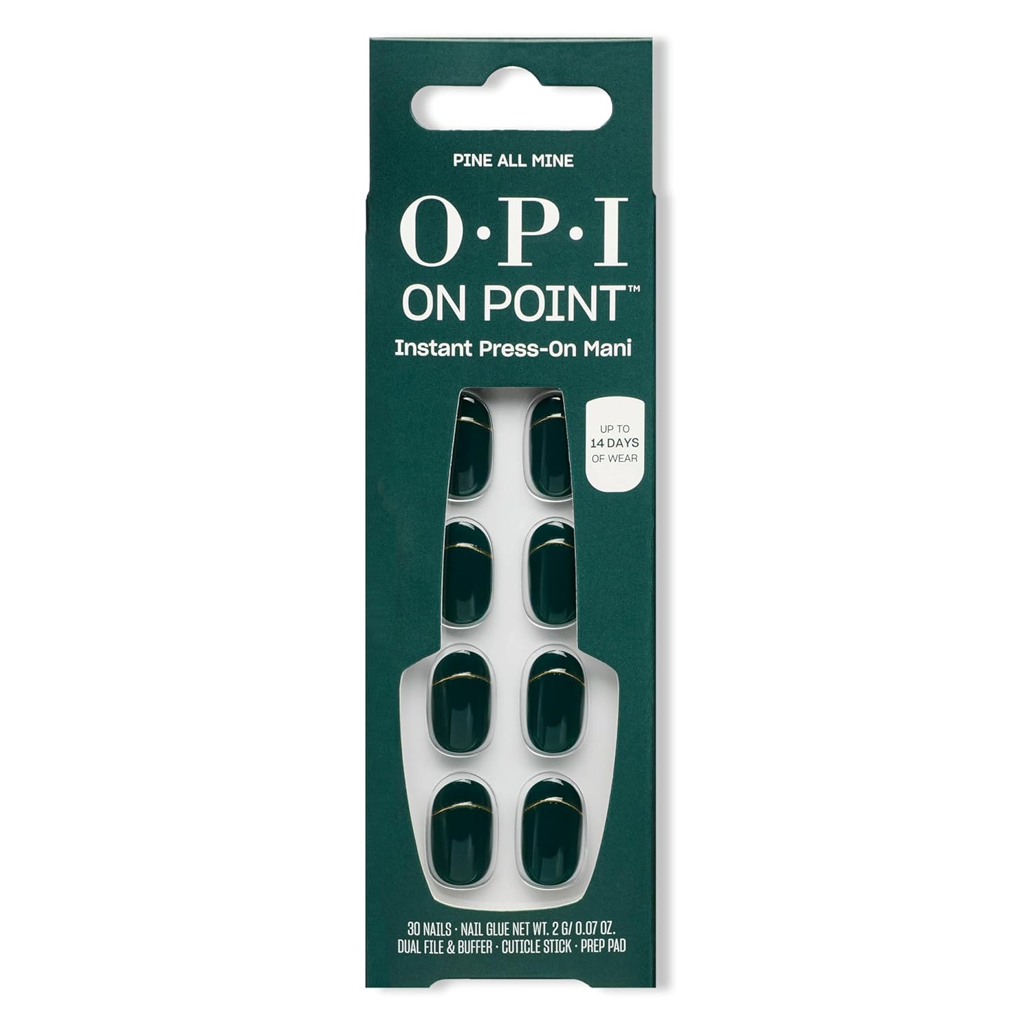 Product image of OPI On Point Holiday 2025 Shades | Short Squoval & Round Classic Accent Nail Art Press On Nails | 30 Count with Glue | Long Lasting, Reusable, Non-damaging | Amazon Exclusive