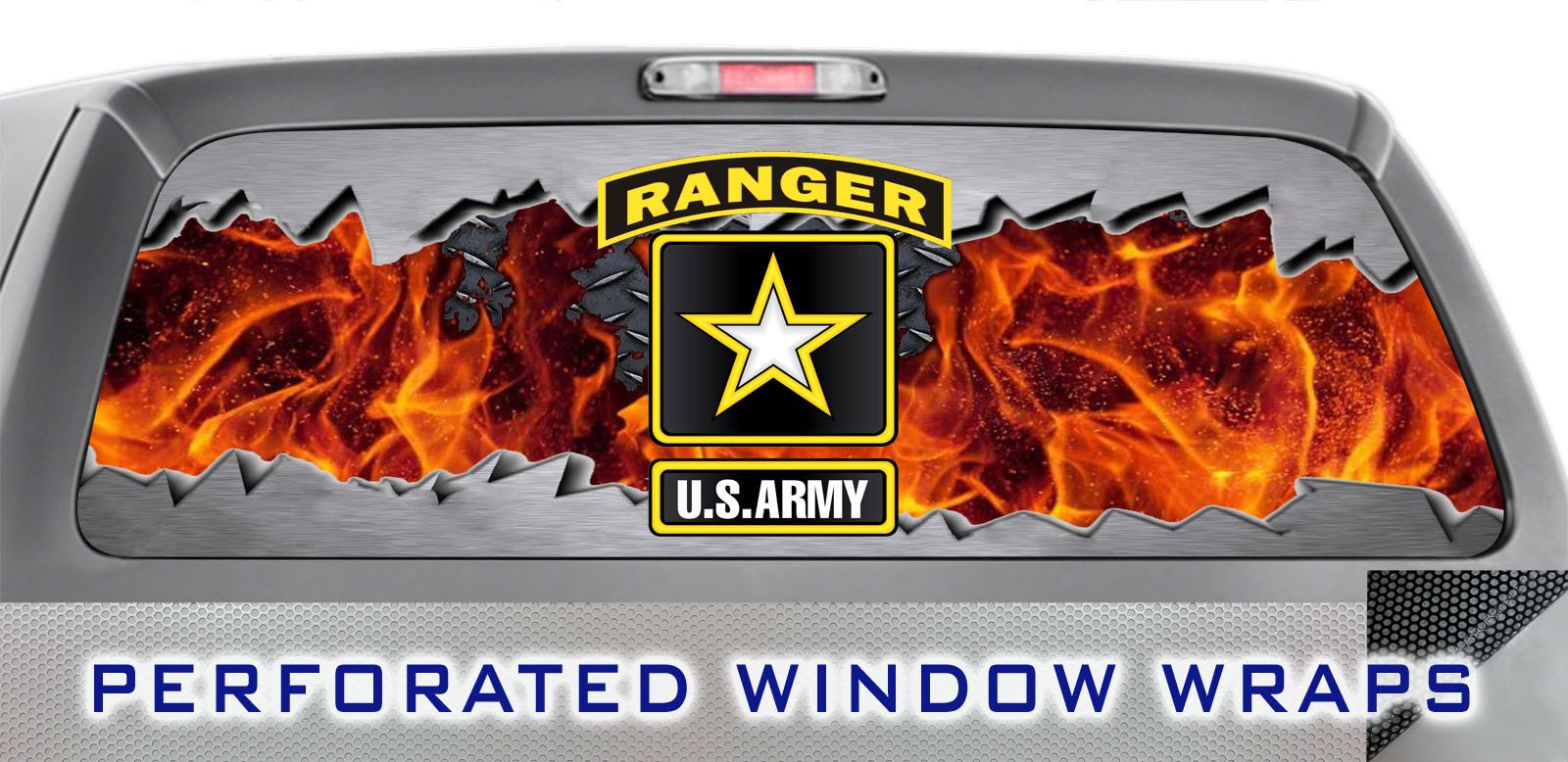 Army 005 Window WRAP : USA Camo Metal Mud Ranger : Truck Car Rear Decal Sticker