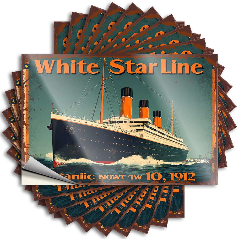 Ogbd Colour Stickers For Your Car Vintage Poster Of The Titanic. Stickers 10Pcs Car Stickers Funny Prank Bumper Stickers(6X9cm)