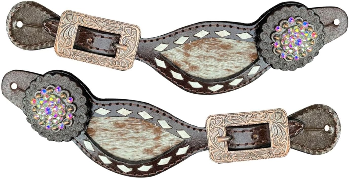 Showman Ladies Leather Spur Straps w/Hair-On Cowhide