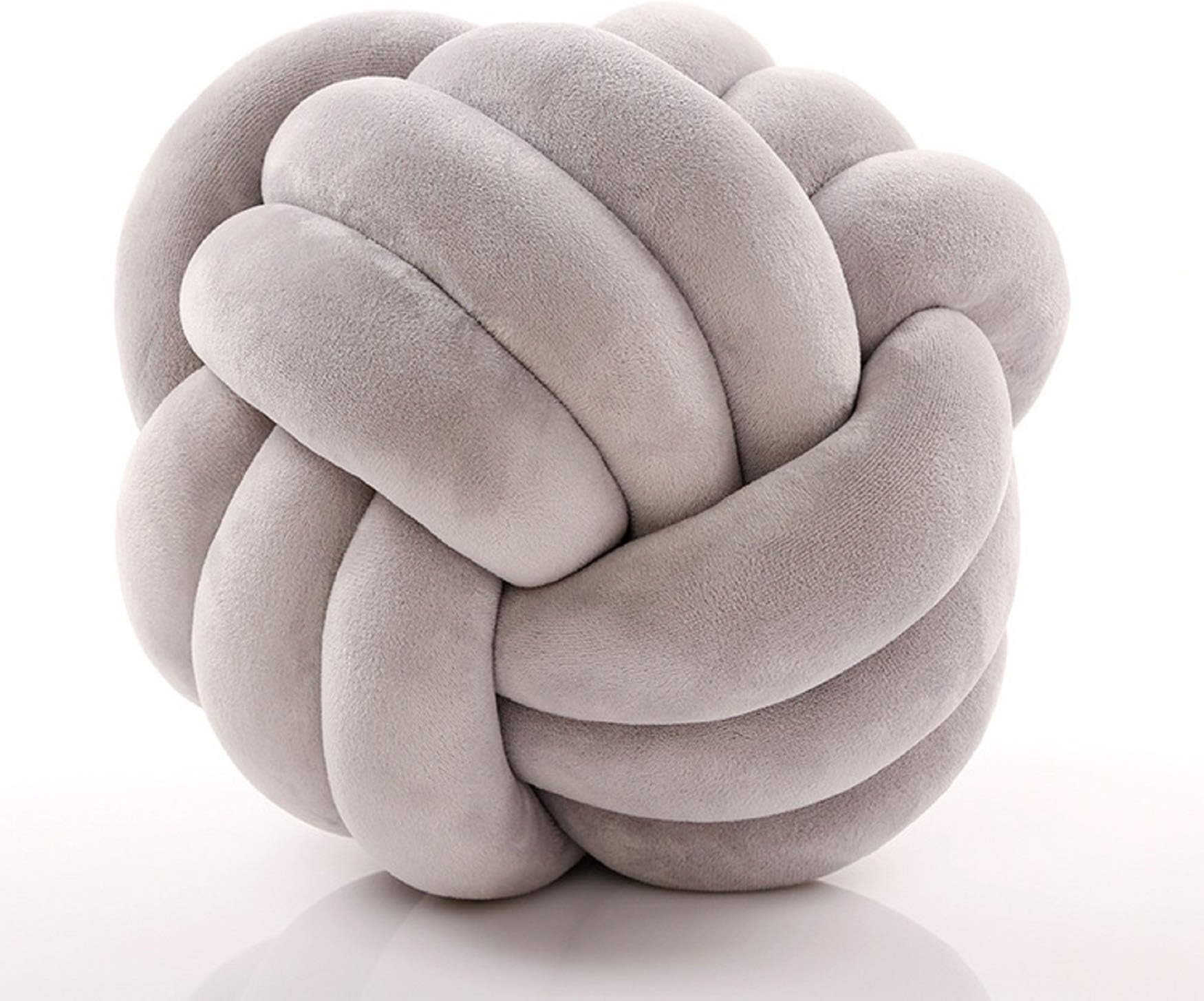 Cyprinus Carpio 3 Strands Handmade Wrinkle Free Knot Ball Pillows, Home Decoration Plush Soft Pillow,Throw Knotted Firmed Lumbar Pillow/Light GRAY10.6x10.6Inch (Pack of 1)