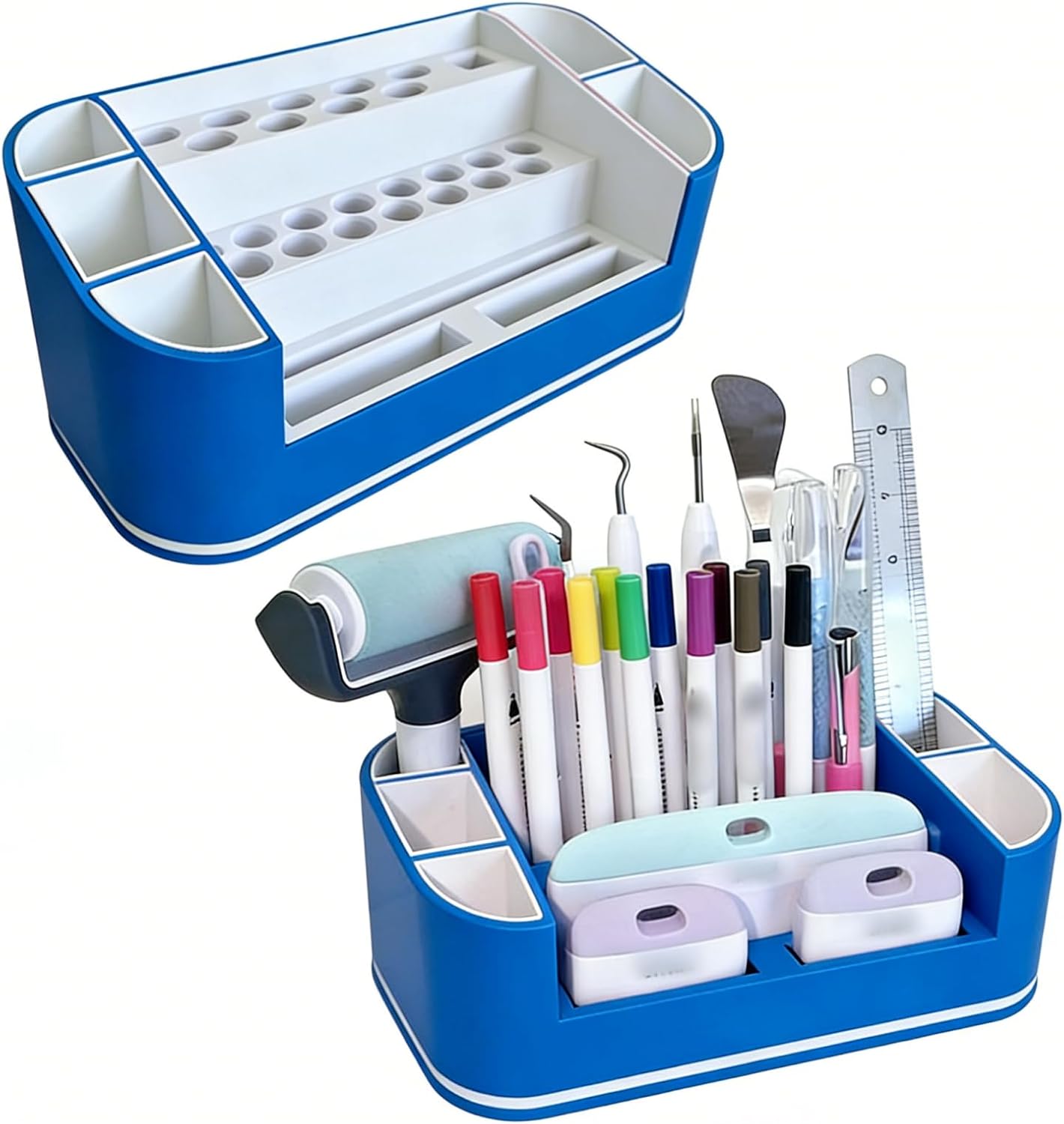 Craft Tool Organizer for Cricut Maker Pens Scissors Weeding Tools Compact Portable Storage Box (Pink, B)