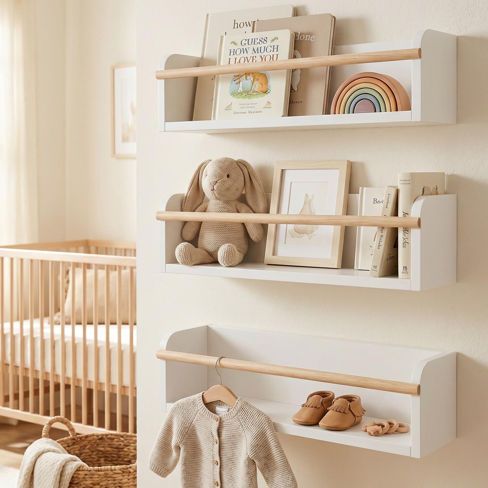 ZICOTO Étagères décoratives pour Chambre d'enfant – Lot de 3 étagères flottantes faciles à Installer pour Montage Mural – Beau Organisateur à Suspendre pour Chambre de bébé garçon ou Fille et